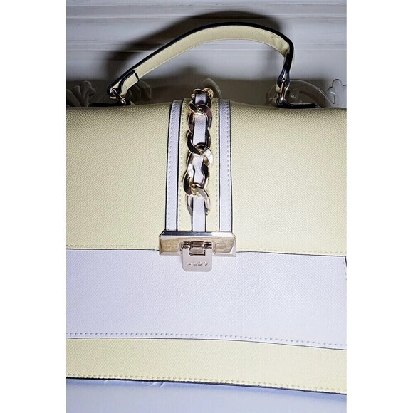 ALDO AnnieBrook Flap Satchel Cross Body Purse with Gold Chain Trim - Picture 2 of 9